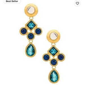 REVOLVE Gold and Blue Statement Earrings